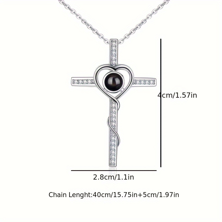 Customized Projection Copper Necklace Love Cross Pendant